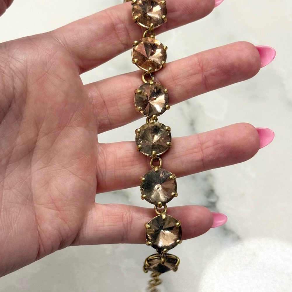 Stella & Dot Gold and Pink/Peach Crystal Bracelet